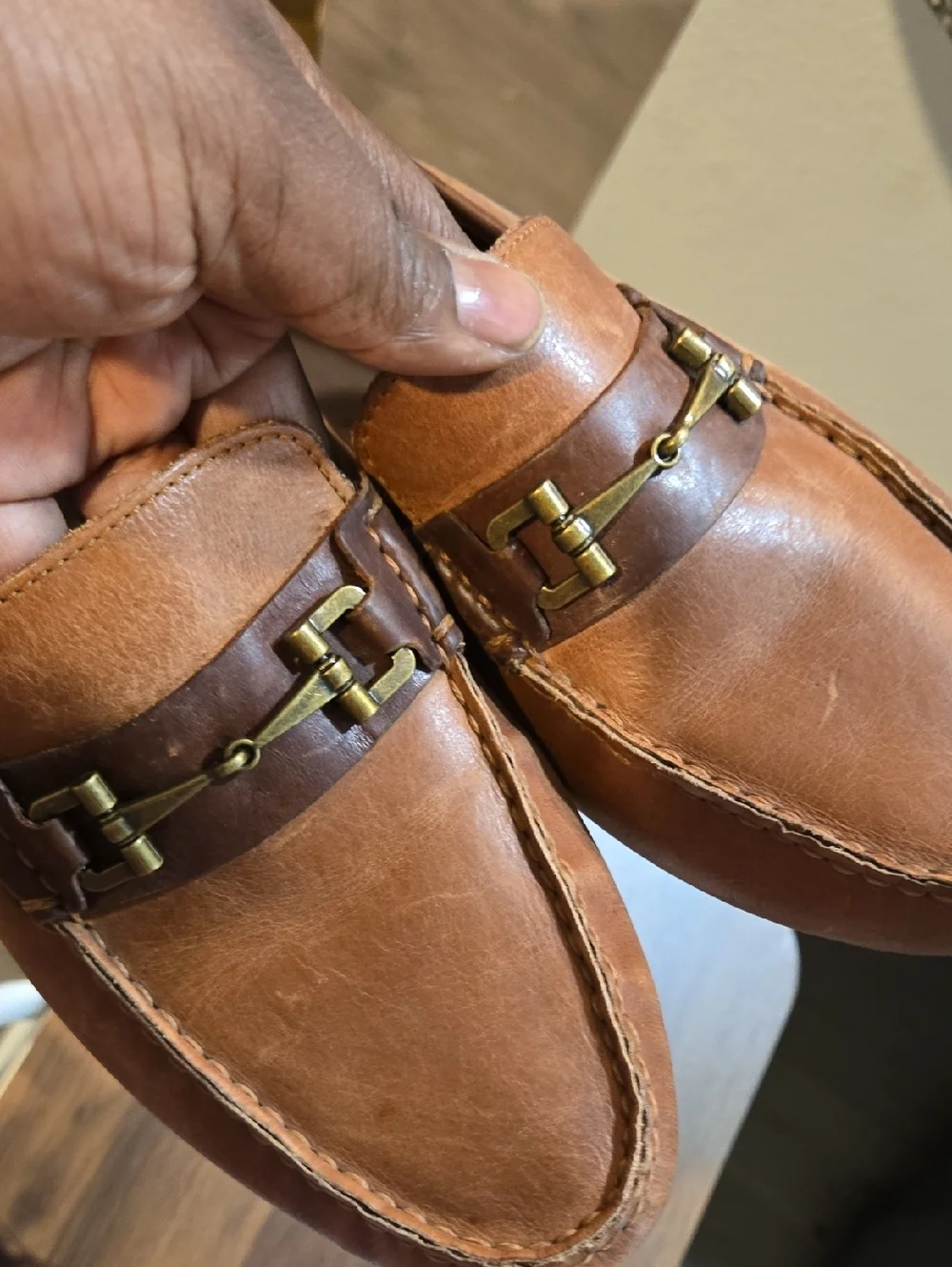Cole Haan Man Tan Leather Bit Driving Loafers Size 8.5